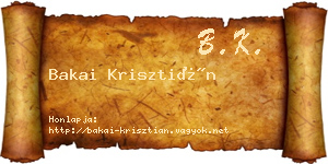 Bakai Krisztián névjegykártya